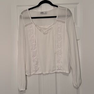 Hollister Ivory Lace-Up Blouse